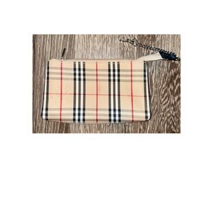 Burberry Tan and Red Checkered Wristlet